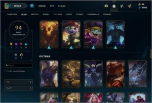 Conta ouro 3 com 94 skins e 118 Champs - League of Legends LOL