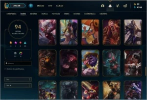 Conta ouro 3 com 94 skins e 118 Champs - League of Legends LOL