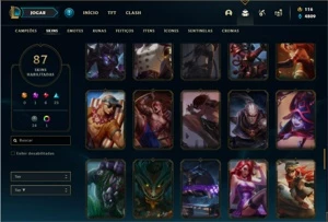 Conta prata 3 com TODOS os champs e 87 Skins - League of Legends LOL