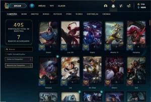 Conta prata 3 com TODOS os champs e 87 Skins - League of Legends LOL