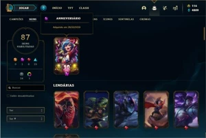 Conta prata 3 com TODOS os champs e 87 Skins - League of Legends LOL