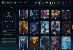 Unranked com 100 Champs e 92 Skins + 1800 RP - League of Legends LOL