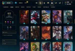 Unranked com 100 Champs e 92 Skins + 1800 RP - League of Legends LOL