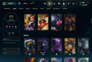 Unranked com 100 Champs e 92 Skins + 1800 RP - League of Legends LOL