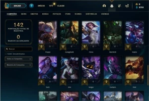 Conta Unranked com 43 Champs e 16 Skins + 2 Fragmentos - League of Legends LOL