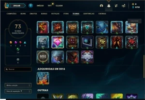 Conta Unranked com 43 Champs e 16 Skins + 2 Fragmentos - League of Legends LOL
