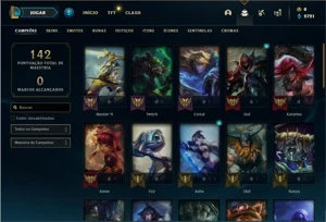 Conta Unranked com 43 Champs e 16 Skins + 2 Fragmentos - League of Legends LOL