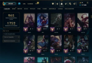 Esmeralda 1 com TODOS os Champs e 272 Skins +13 Vitoriosas - League of Legends LOL