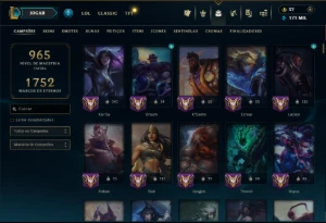 Esmeralda 1 com TODOS os Champs e 272 Skins +13 Vitoriosas - League of Legends LOL