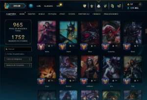 Esmeralda 1 com TODOS os Champs e 272 Skins +13 Vitoriosas - League of Legends LOL