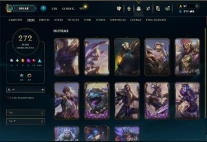 Esmeralda 1 com TODOS os Champs e 272 Skins +13 Vitoriosas - League of Legends LOL