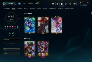 Esmeralda 1 com TODOS os Champs e 272 Skins +13 Vitoriosas - League of Legends LOL