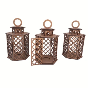 Kit 10 Luminária sextavada marroquina 16cm MDF cru,... - Artesanato e Personalizados