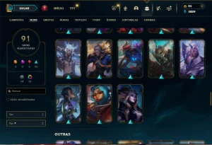Diamante 1 com 110 Champs e 91 Skins + 12 Cromas - League of Legends LOL
