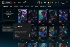 Diamante 1 com 110 Champs e 91 Skins + 12 Cromas - League of Legends LOL