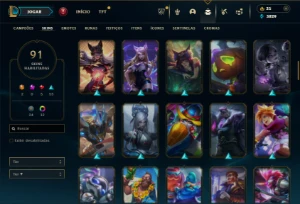 Diamante 1 com 110 Champs e 91 Skins + 12 Cromas - League of Legends LOL