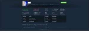 Conta Steam R$550 de valor no steamdb.