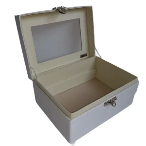 Estojo Médio Branco para Joias com Visor - Artesanato e Personalizados