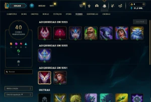 Mestre com 26 Champs e 1 Skin + 8 Fragmentos - League of Legends LOL