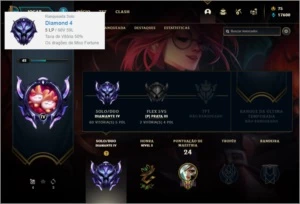 Conta diamante 4 com 4 skins e 26 champs + 17k de EA - League of Legends LOL