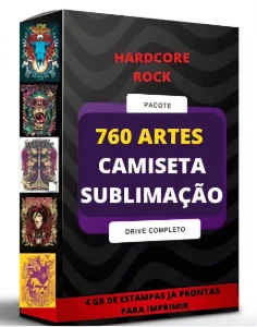 Pacote Hardcore Rock 700+ Artes para Sublimação de Camiseta - Outros