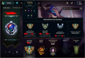 Conta Mestre/Desafiante - League of Legends LOL