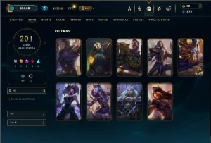 Platina 3 com TODOS os champs e 201 Skins + Ryze Triunfante - League of Legends LOL