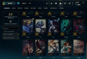 Platina 4 com 35 Champs e 14 Skins + 1 Fragmento - League of Legends LOL