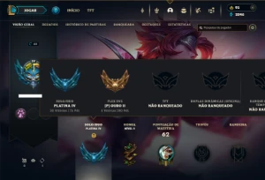 Platina 4 com 35 Champs e 14 Skins + 1 Fragmento - League of Legends LOL