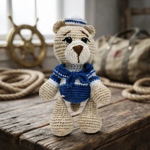 Urso Marinheiro Médio Amigurumi - Artesanato e Personalizados