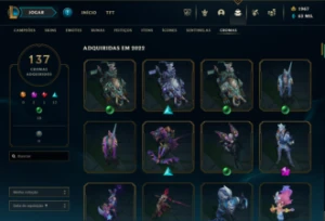 Conta de lol 2015, 428 skin, 137 chromas, ex mestre. - League of Legends
