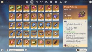 Conta AR 58 com 10 personagens 5* e 3 armas 5* - Genshin Impact