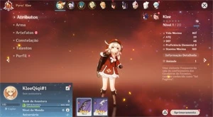 Contas Genshin Impact AR 5 com Klee e Qiqi