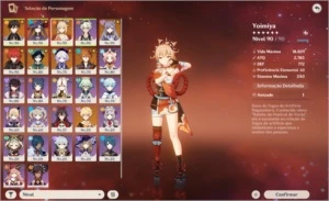 CONTA GENSHIN IMPACT AR 56 - 9 PERSONAGENS 5* QUASE TODOS T4