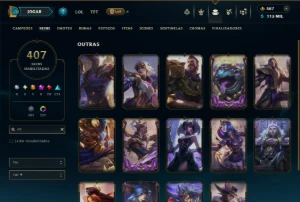Esmeralda 4 com TODOS os Champs e 407 Skins +2 Raras - League of Legends LOL