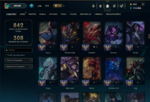 Esmeralda 4 com TODOS os Champs e 407 Skins +2 Raras - League of Legends LOL