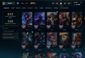 Esmeralda 4 com TODOS os Champs e 407 Skins +2 Raras - League of Legends LOL