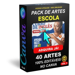 Pack Canva Escola de Inglês - 40 Artes Editáveis - Serviços Digitais