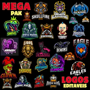 Mega Pack com 165 Logos Gamers