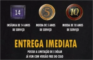 CONTA STEAM CSGO MEDALHAS DE 5/10 ANOS DE SERVIÇO!