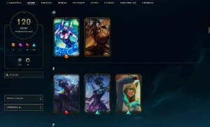 Bronze 4 com TODOS os champs e 120 Skins - League of Legends LOL