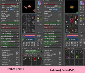 Chars Elite Knight 102 Ombra - Elder Druid 58 Lutabra - Tibia