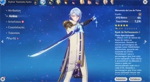 AYATO ARMA DELE,  VENTI, RAIDEN, XIAO, ZHONGLI + 2 5 ESTRELA - Genshin Impact