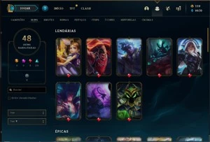 Conta LOL com quase todos os campeões e 48 skins - League of Legends