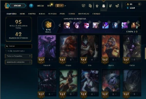 Esmeralda 1 com 55  Champs e 12 Skins + 32 Fragmentos - League of Legends LOL