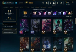 Esmeralda 1 com 55  Champs e 12 Skins + 32 Fragmentos - League of Legends LOL