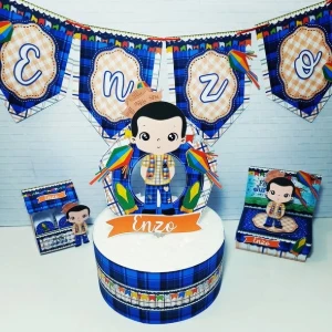 Kit Festa Junina Menino com 30 Peças - Artesanato e Personalizados
