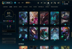 Unranked com 120 Champs e 83 Skins +2 Prestigios - League of Legends LOL