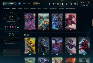 Unranked com 120 Champs e 83 Skins +2 Prestigios - League of Legends LOL