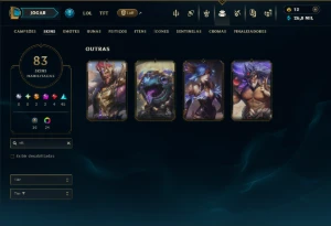 Unranked com 120 Champs e 83 Skins +2 Prestigios - League of Legends LOL